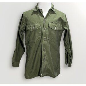 VTG Vietnam Era '69 US Army Shirt Mens Medium Cotton Sateen OG 107 16 1/2  32